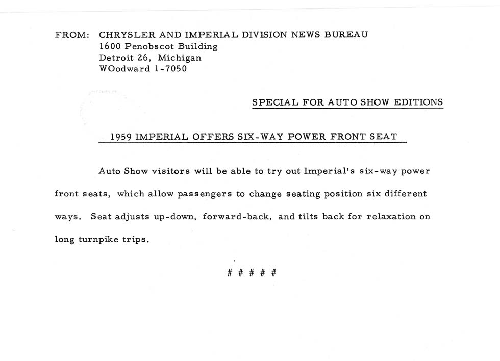 1959 Chrysler Imperial Auto Show Kit Page 9